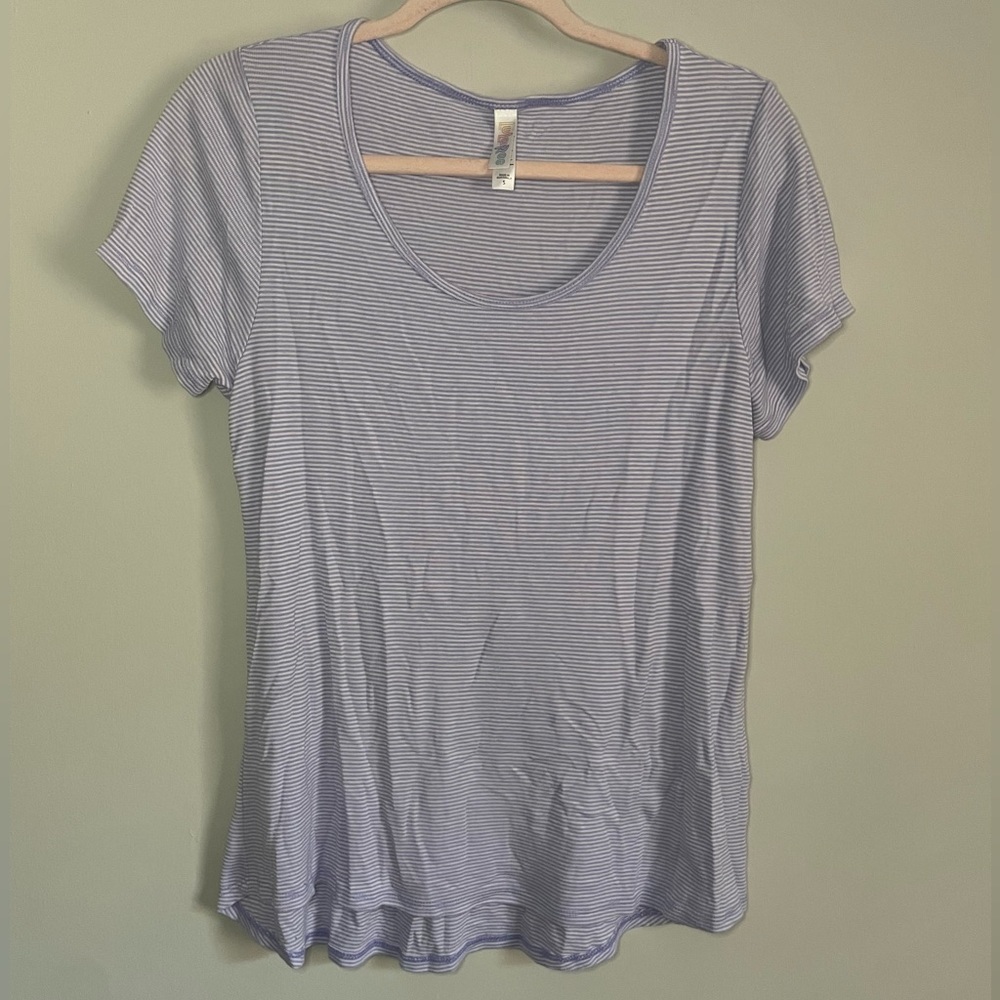 Lavender Striped Lularoe Classic T-Shirt